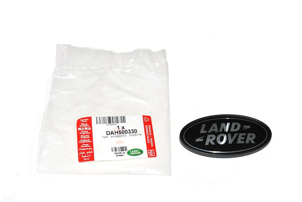 Land Rover Rear Body Oval Badge - Black On Silver - Genuine Part# Dah500330 By Land Rover