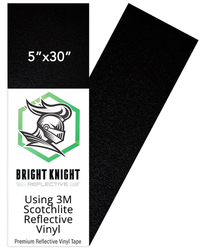 Bright Knight Decals Black Reflective Vinyl Motorcycle Helmet Reflective Stickers 5x30, Made with 3M Reflective Tape Vinyl for T