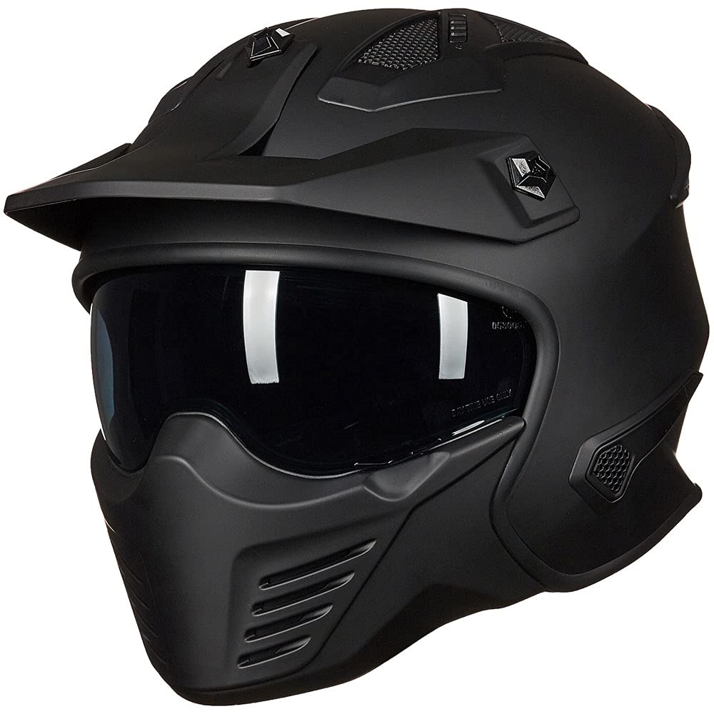 Ilm Open Face Motorcycle 3/4 Half Helmet For Dirt Bike Moped Atv Utv Motocross Cruiser Scooter Dot Model 726X(Matte Black,2Xl)