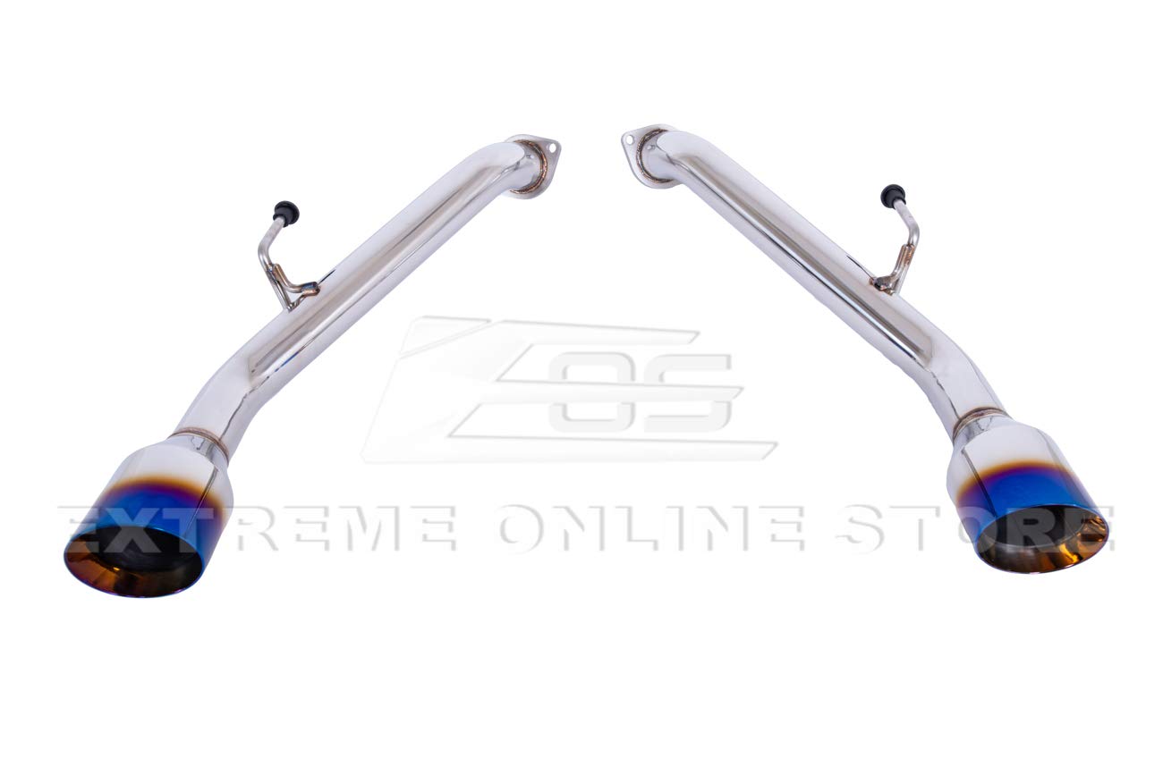 Replacement For 2014-Present Infiniti Q50 STAINLESS STEEL POLISHED SILVER Muffler Axle Back 4'' Double Wall Dual Burnt Tips Exha