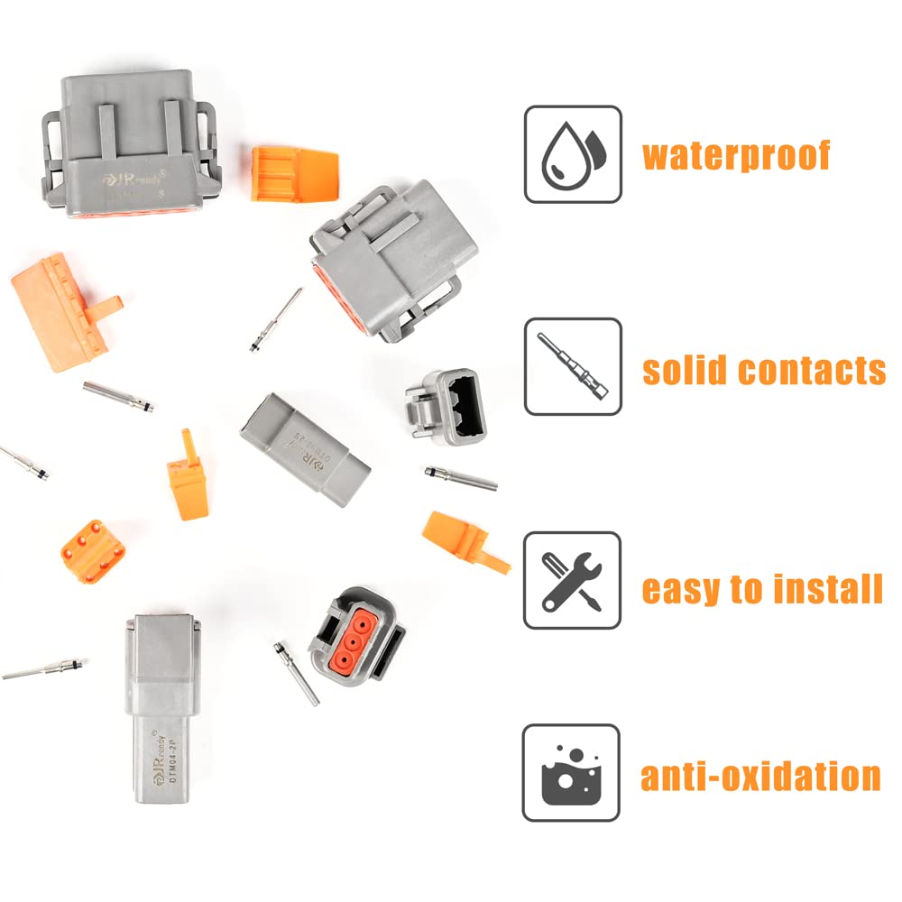 Jrready St6293 Deutsch Connector Kit Dtm 2 3 4 6 8 And 12 Pin Automotive Electrical Connectors With Size 20 Solid Contacts Crimp