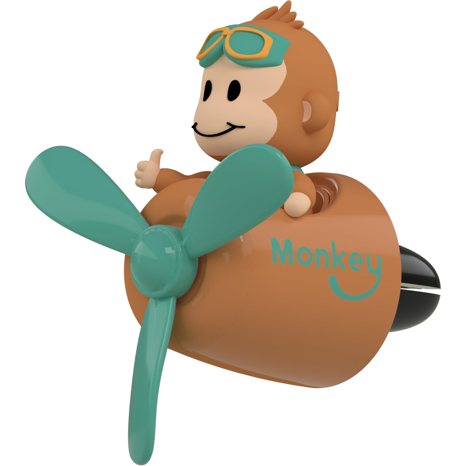 Pilot Monkey Cute Car Diffuser - Rotating Propeller Cartoon Automotive Air Outlet Fan Creative Car Perfume Decoration - Automoti