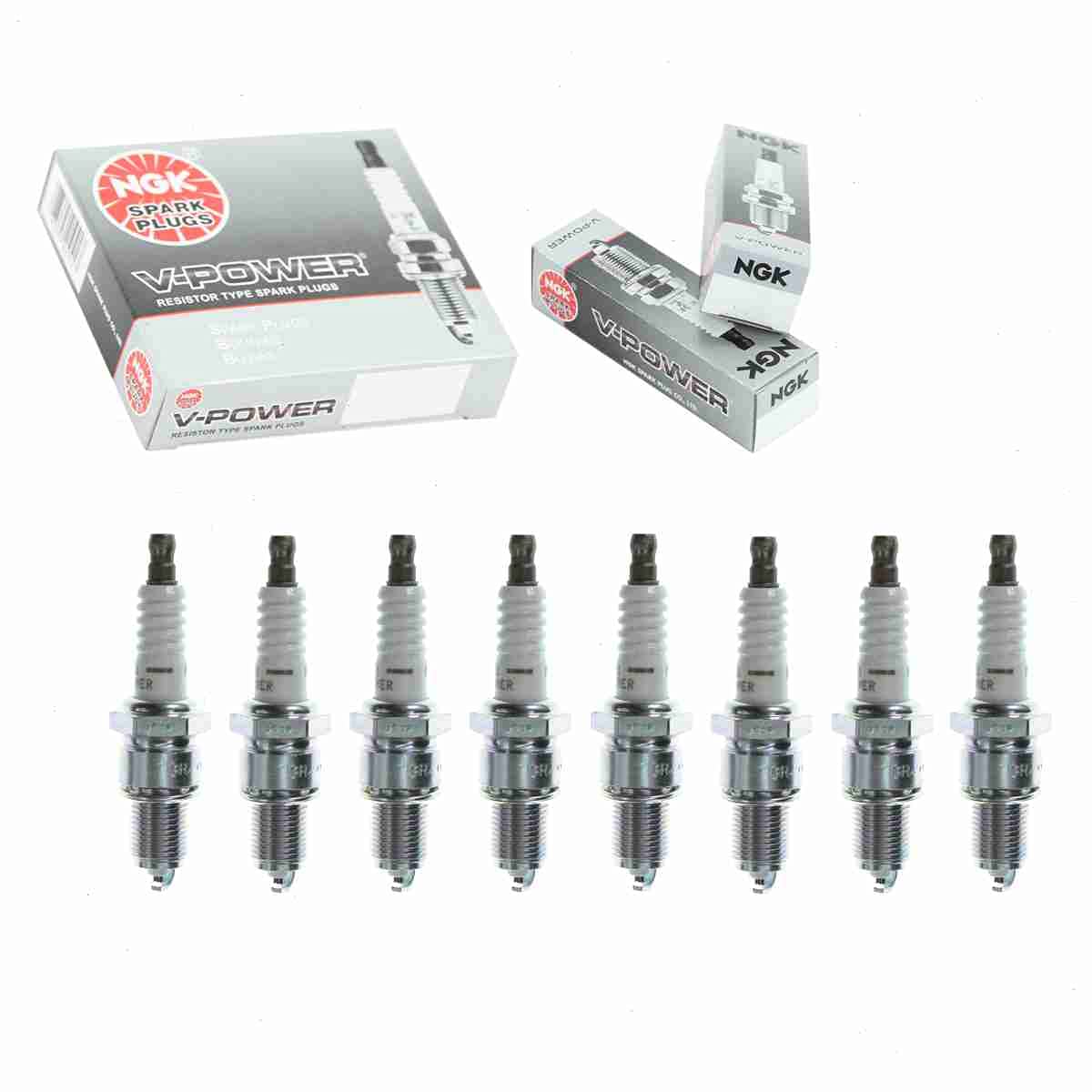 8 pc NGK V-Power Spark Plugs compatible with Jeep CJ5 5.0L V8 1972-1981