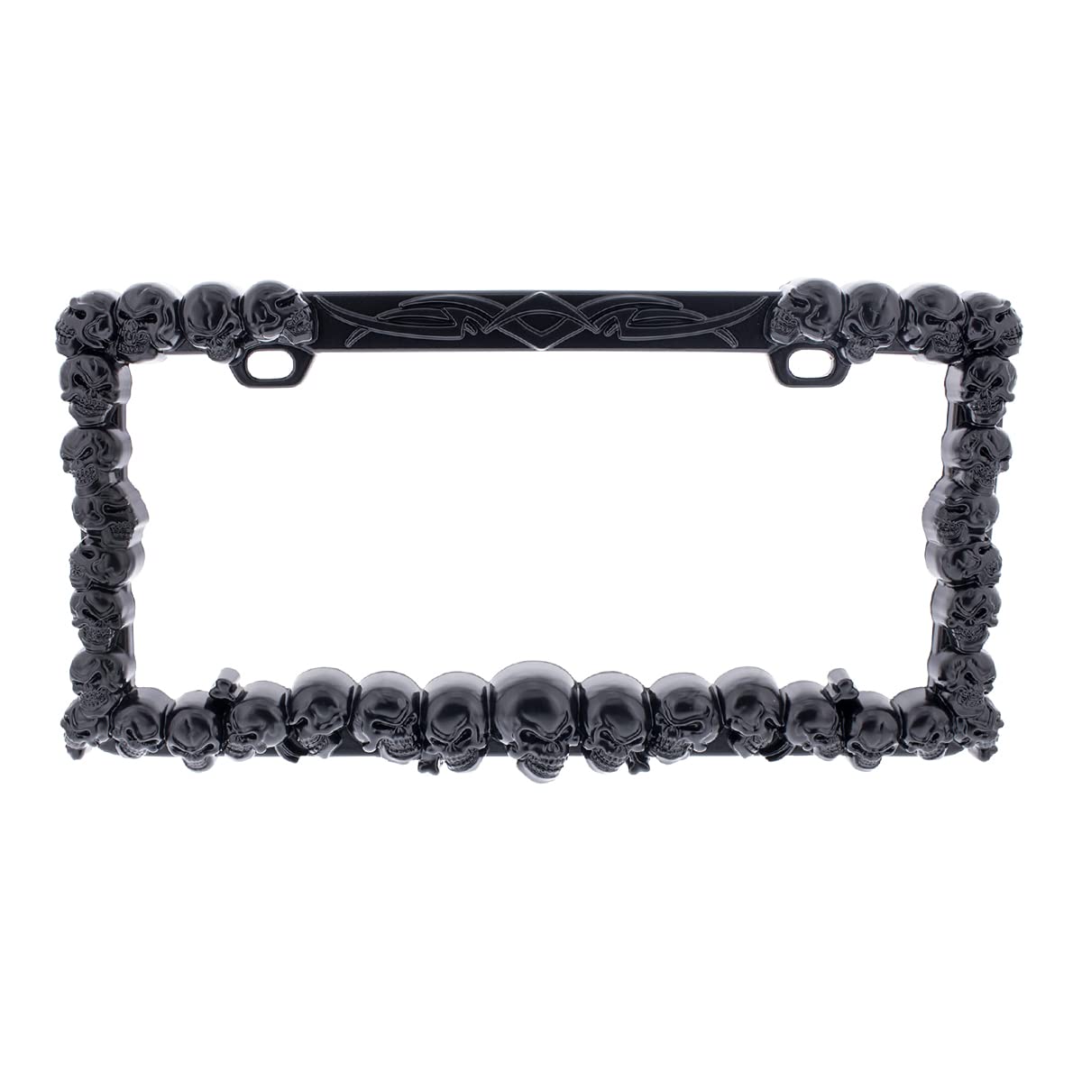 United Pacific Universal Die-Cast Metal, Black Skull License Plate Frame Holder For Cars, Trucks, Rvs, Semi, Tough & Durable Car