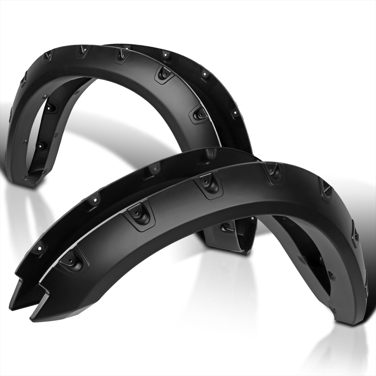 SpecD Tuning 4PC Front + Rear Black Pocket Style Rivet Bolt On Fender Flares Compatible with 20092018 Dodge Ram 1500