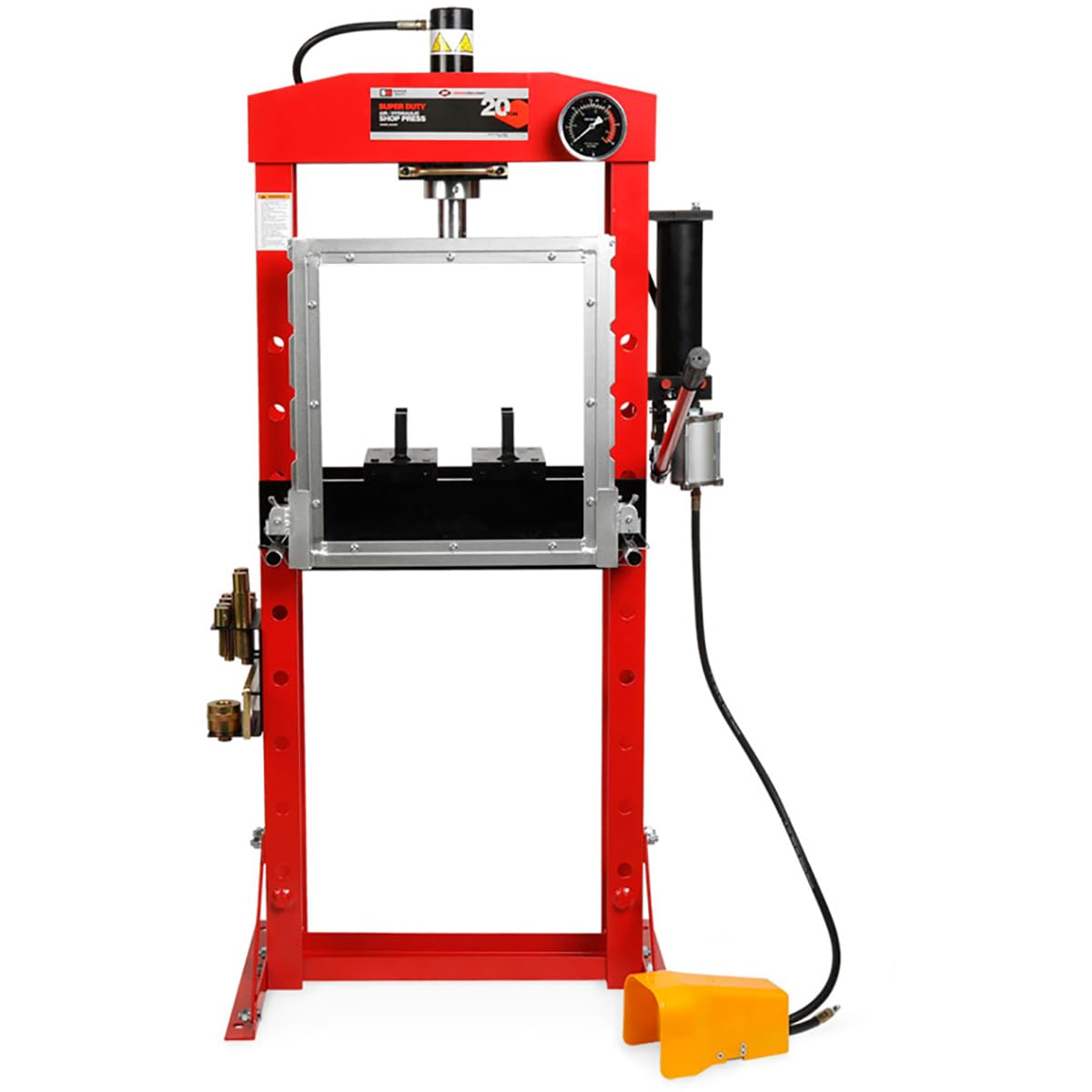 AFF 100 Ton Hydraulic Shop Press - Dual Air Motor, 7-Position Bed Height, Polycarbonate Shield - Super Duty (Multiple Capacities