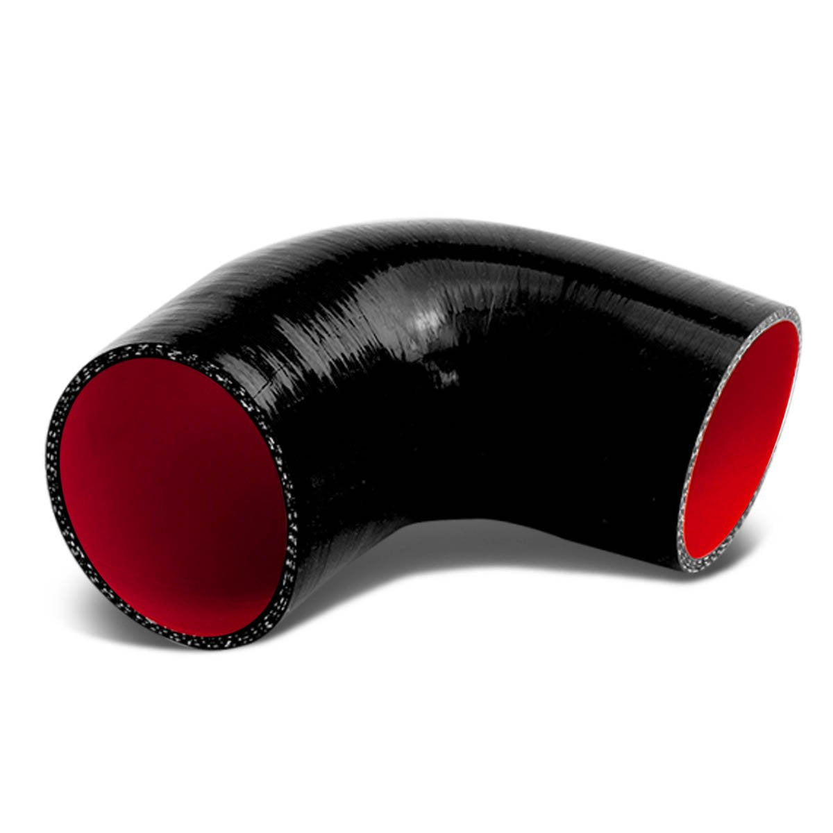 Auto Dynasty 3 Inches 90 Degree Elbow Turbo/Intercooler/Intake Piping Coupler Silicone Hose, (Black & Red)
