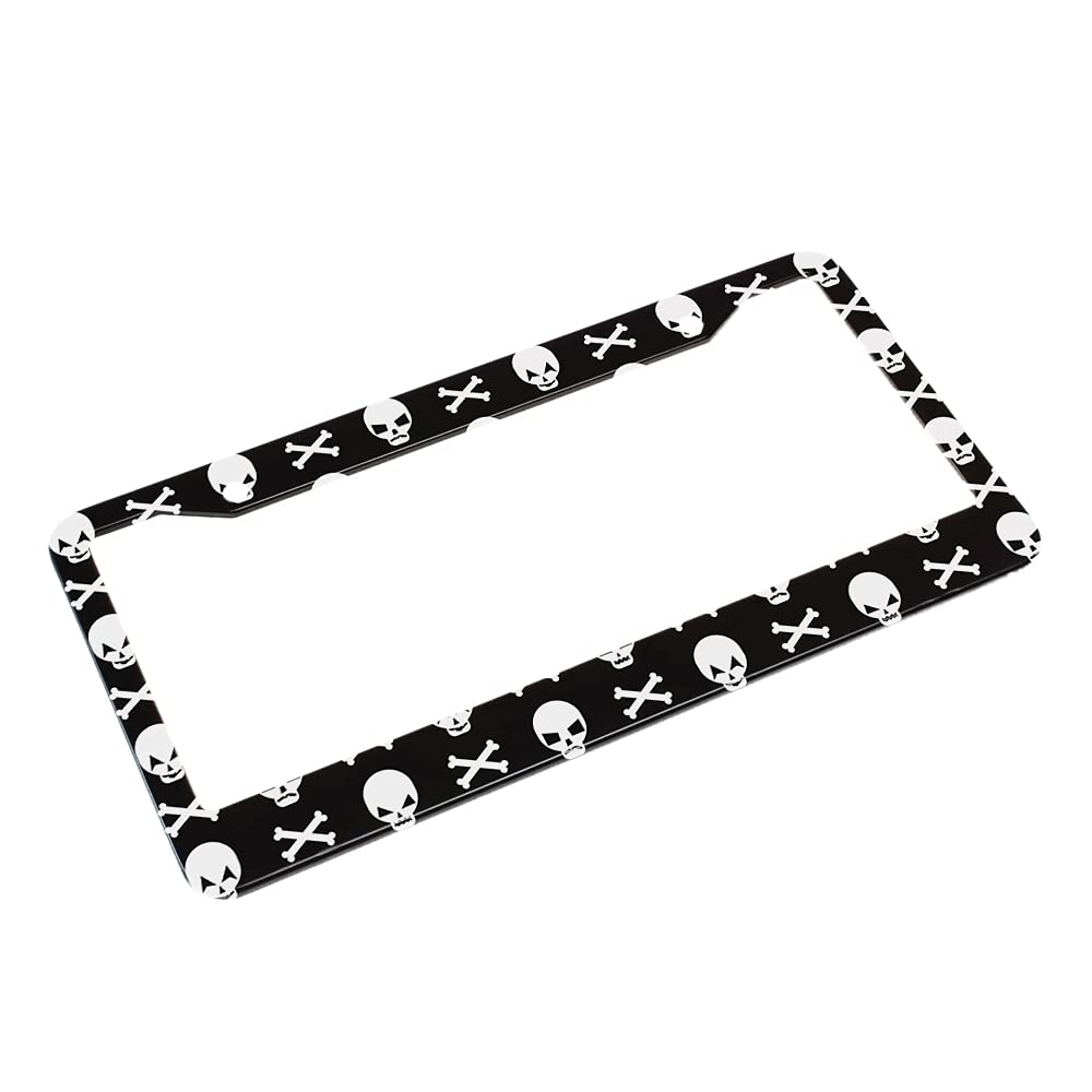 Beabes Halloween Skull License Plate Frame Dead Skull Design Car Frames, License Plates Holder, Dark Gothic Pattern License Plat