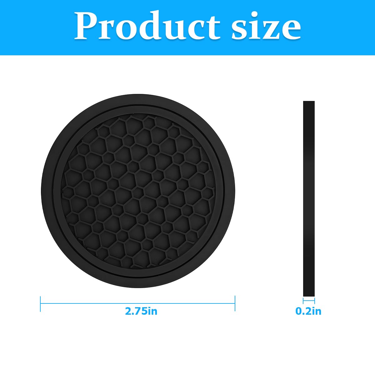 Mandark 4Pcs Car Cup Holder Coasters, 2.75 Inch Non-Slip Insert Water Bottle Holder Pads, Dustproof Automotive Interior Accessor