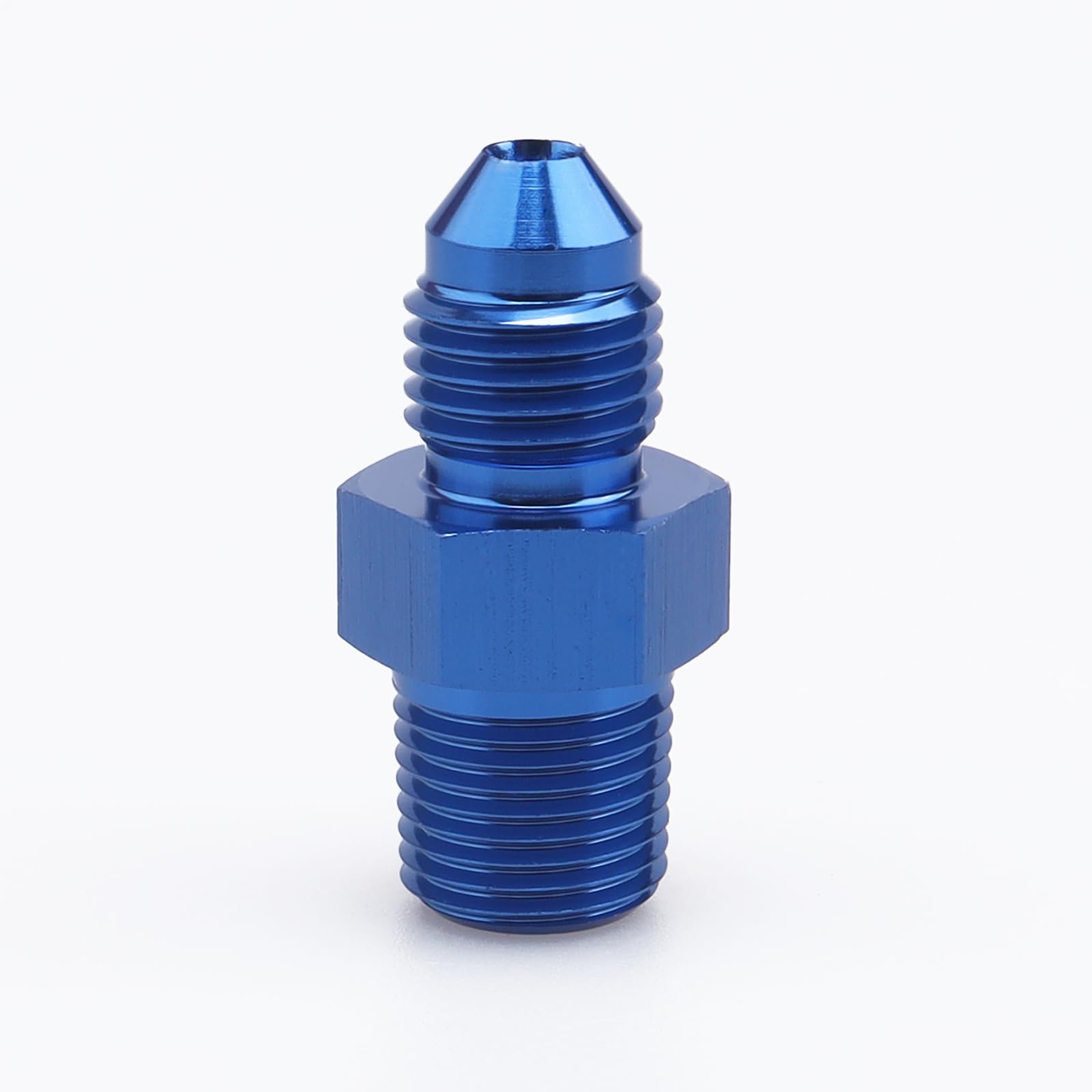 Ac Performance Male 1/4'' Npt To -3 An Flare Adapter Straight Aluminum Blue