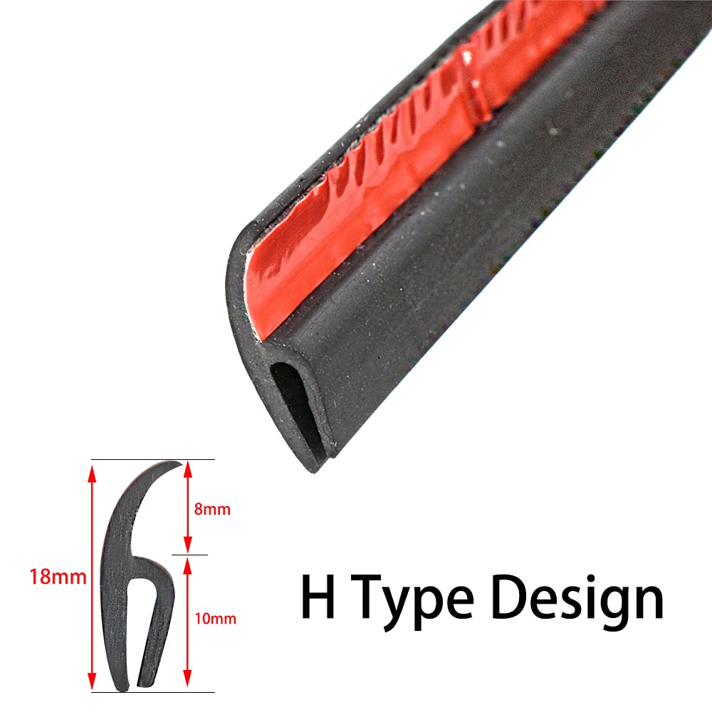 AUTOXBERT 4M/13Ft Car Weather Stripping H Type Rubber Sealing Strip Trim Cover Automotive Front Windshield Sealing Strip Trim fo