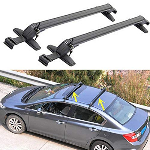 CNCEST Roof Rack Crossbars - Universal Aluminum Luggage Rack, 43.3"-44.88", Black, Adjustable & Anti-Theft Design