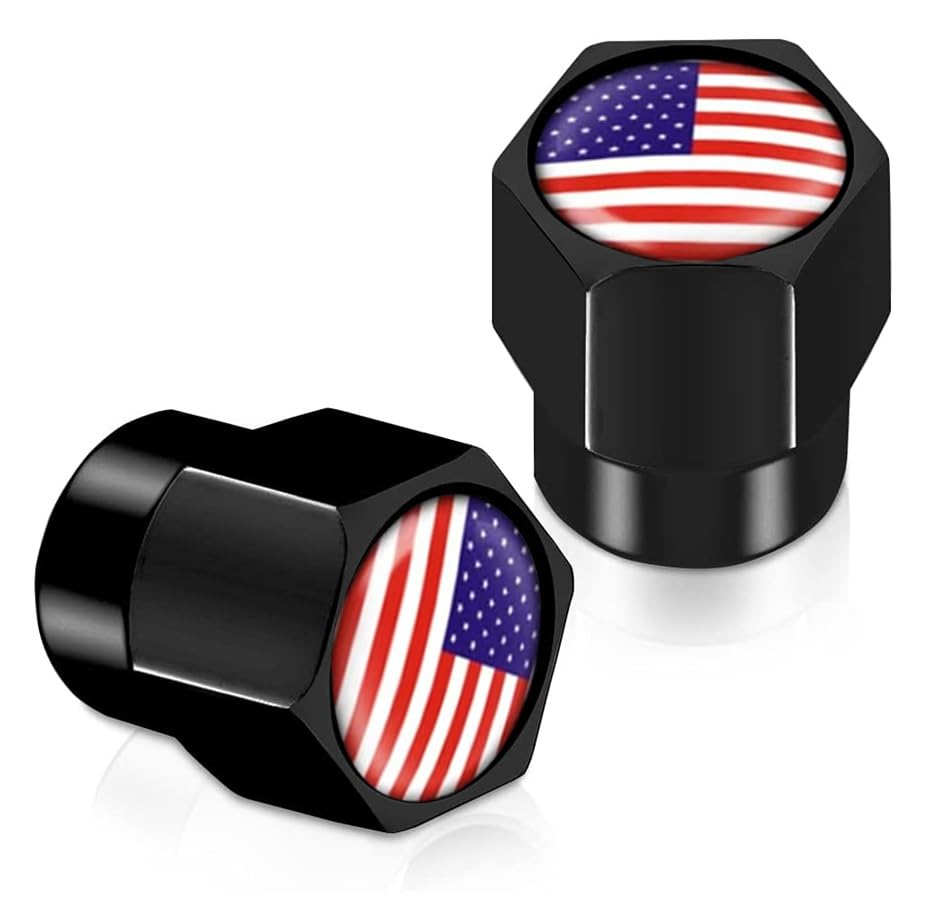 4Pcs Tire Valve Stem Caps Explosion Valve Cover Aluminum Alloy Compatible with Car Truck SUV American Flag Car Accessories