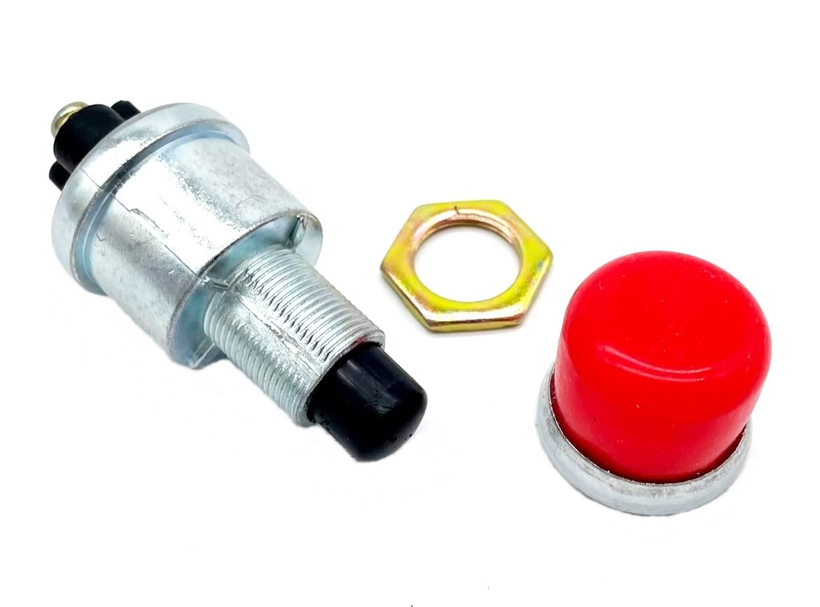 Full Spectrum Parts Golf Cart 12V Red Horn Switch Button W/Cover Floor Mount For Club Car, Ezgo, Yamaha