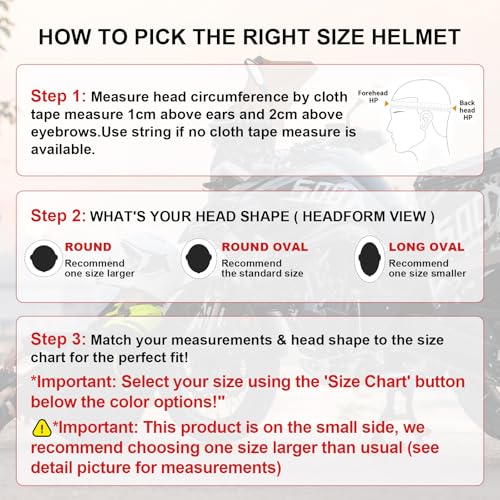 TRIANGLE Full Face Motorcycle Helmet, Off-Road DOT Approved, Dual Visor, XX-Large, Matte Black