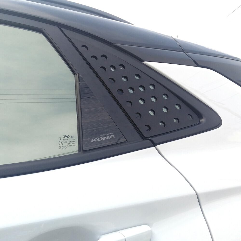 LIGHTKOREA Silver Lettering C Pillar Window Sports Plate Panel Accessories, Black Plate, Acrylic, LH RH for Hyundai Kona
