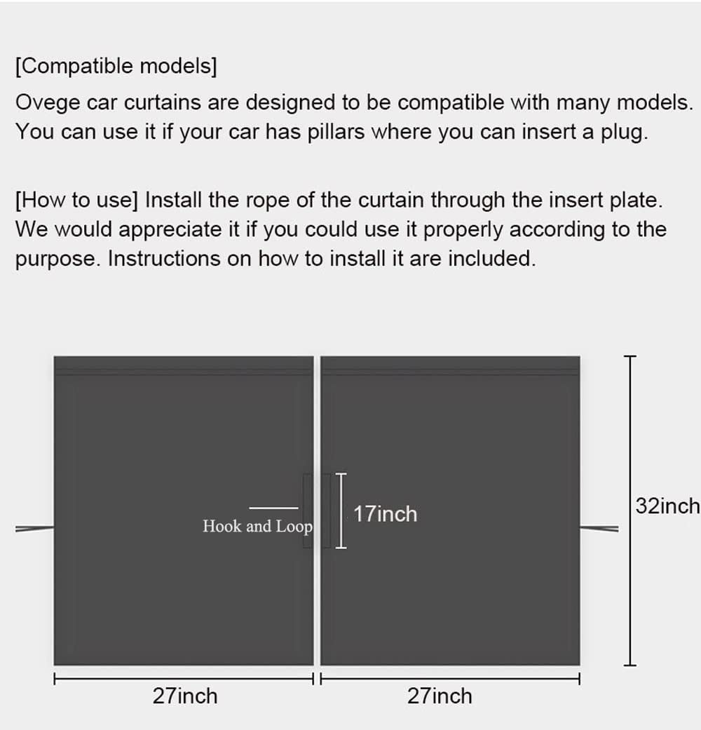 Ovege Car Divider Curtains Sun Shade (99% Opaque Upgrade Version)-Privacy Travel Nap Night Car Camping Detachable Simple Curtain