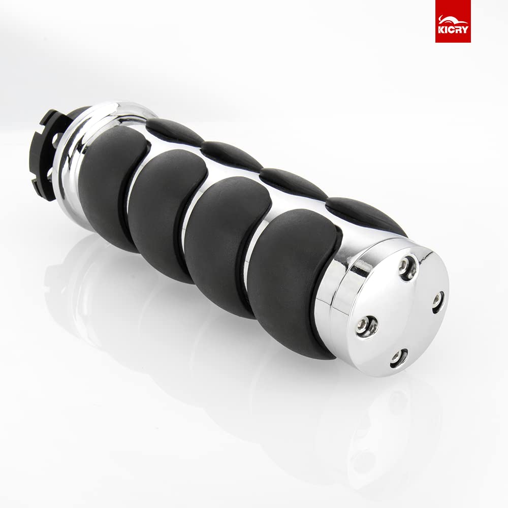 KICRY Motorcycle Hand Grips 1 Inch Handlebar Throttle Grips 25MM Chrome Black Aluminum Rubber Compatible with Harley Davidson Dy