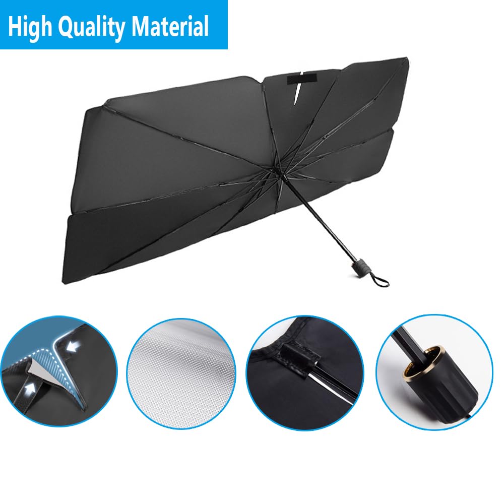 Coricha Windshield Sun Shade 2025 Car Accessories 100% Blackout Car Front Windsow Shades Umbrella Automotive Sun Visor Block Hea