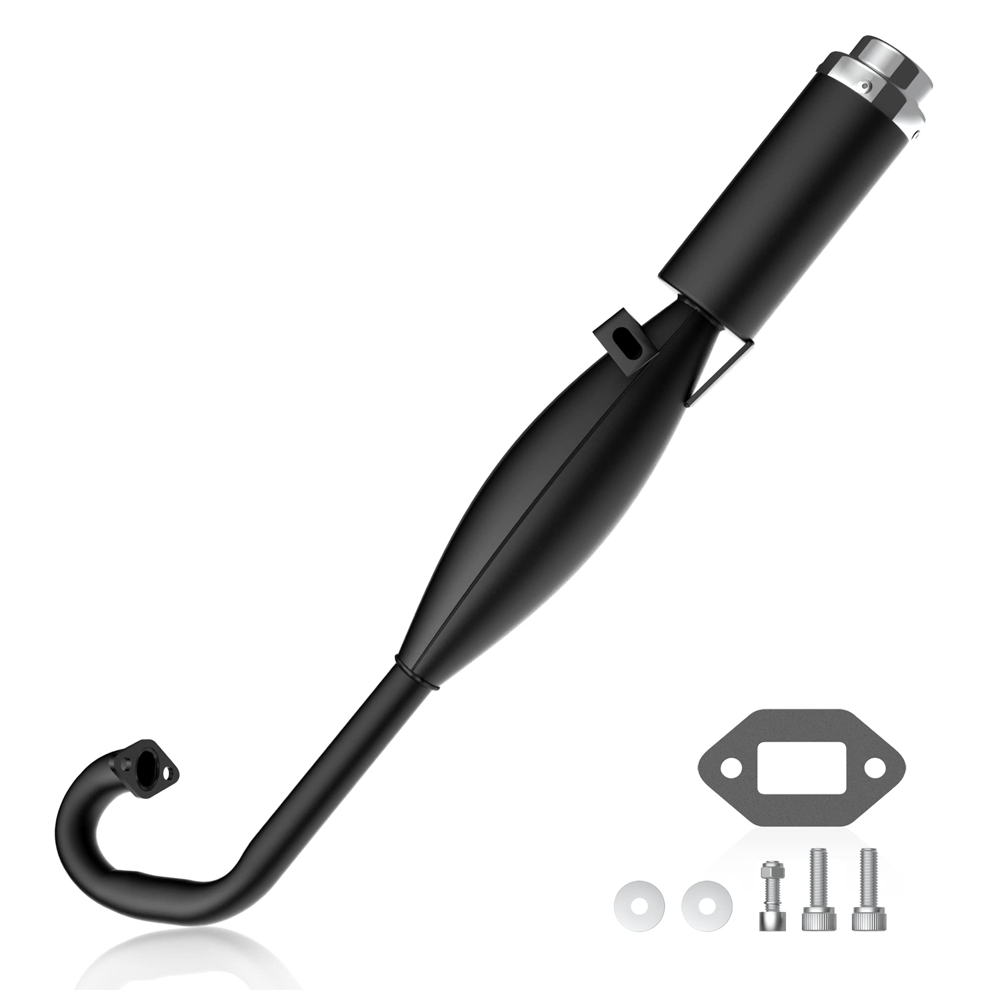 2-Stroke Muffler Exhaust Pipe With Expansion Chamber - Angled Design With Pipe Gasket - Compatible With 47/49Cc Cag Daytona Pock