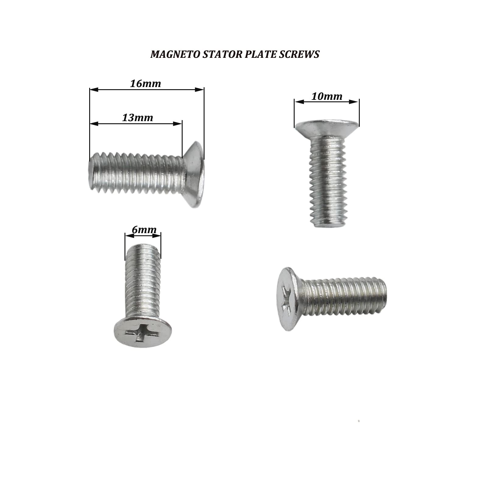 YD-PS001 Magneto Stator Mounting Screws 6mm for Chinese Pit Dirt Bikes - Silver - Fits 50cc to 160cc Models