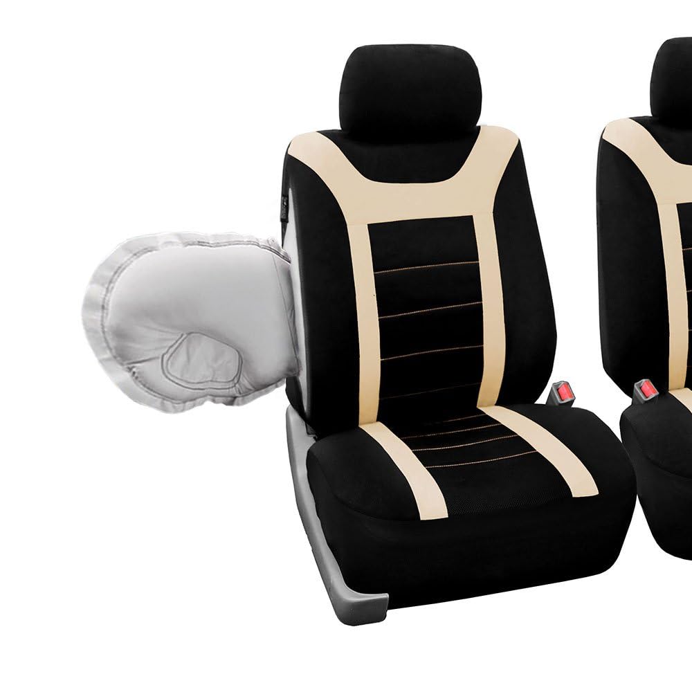 Fh Group Car Seat Covers Sports Fabric Pair Set Airbag Compatible Easy Installation Universal Fit For Cars Trucks And Suvs (Gray