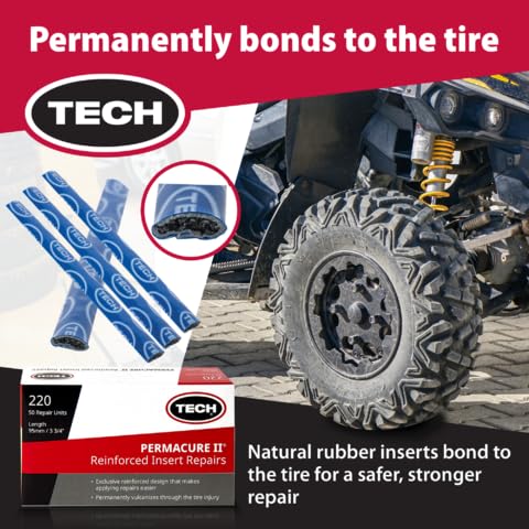 TECH Tire Repairs Permacure II Insert Plugs – Heavy-Duty Natural Rubber, 3-3/4" (95mm), Box of 50 for Tubeless Plug Kits