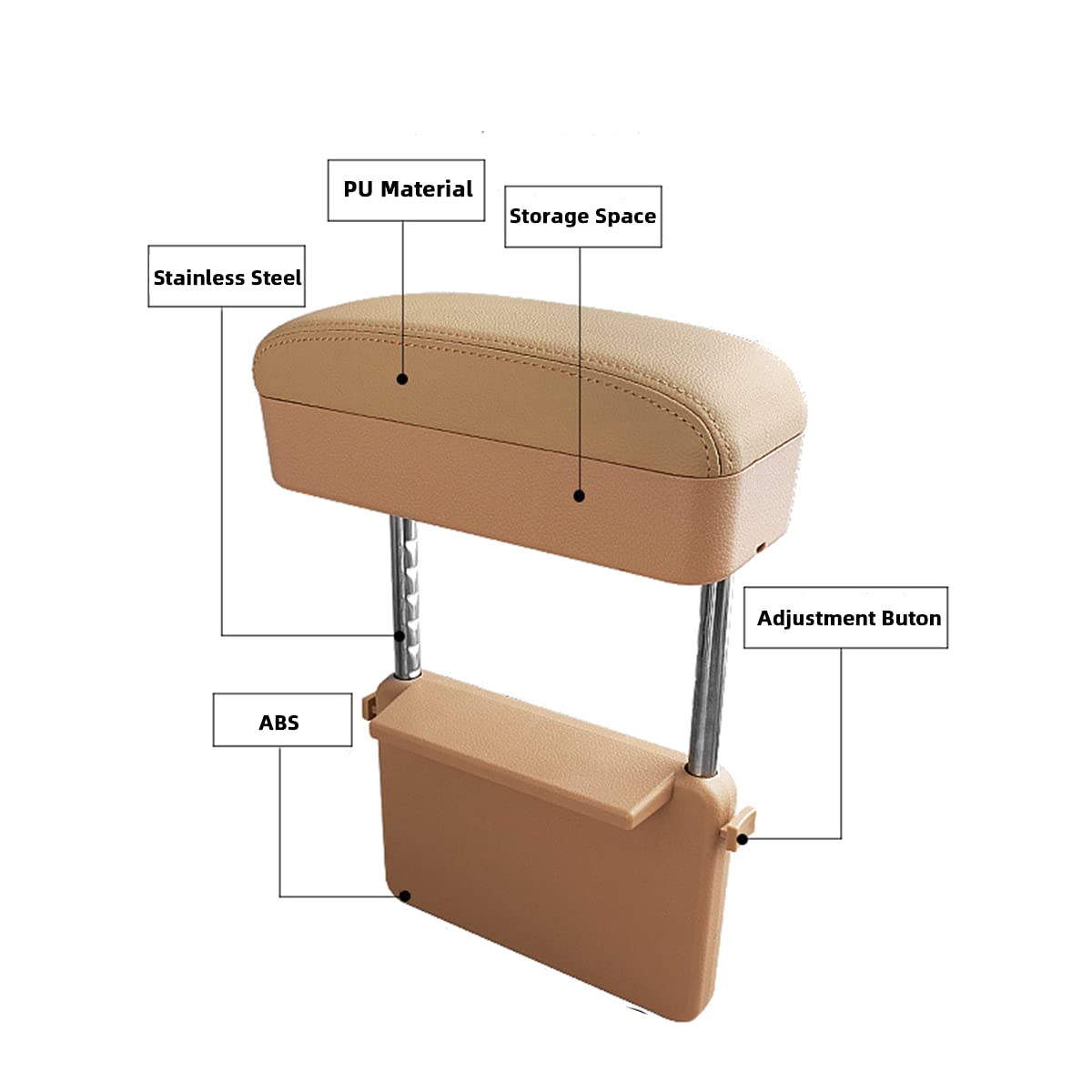 AOWIS Car Console Armrest Box Arm Rest Height Adjustable Comfort Elbow Pad Universal (Beige)