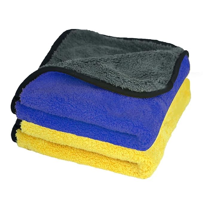 Qitzhaa prime Microfiber Double Layered Cloth 40x40 Cms 2 Piece Towel Set Extra Thick Microfiber Cleaning Cloths Perfect for Bik