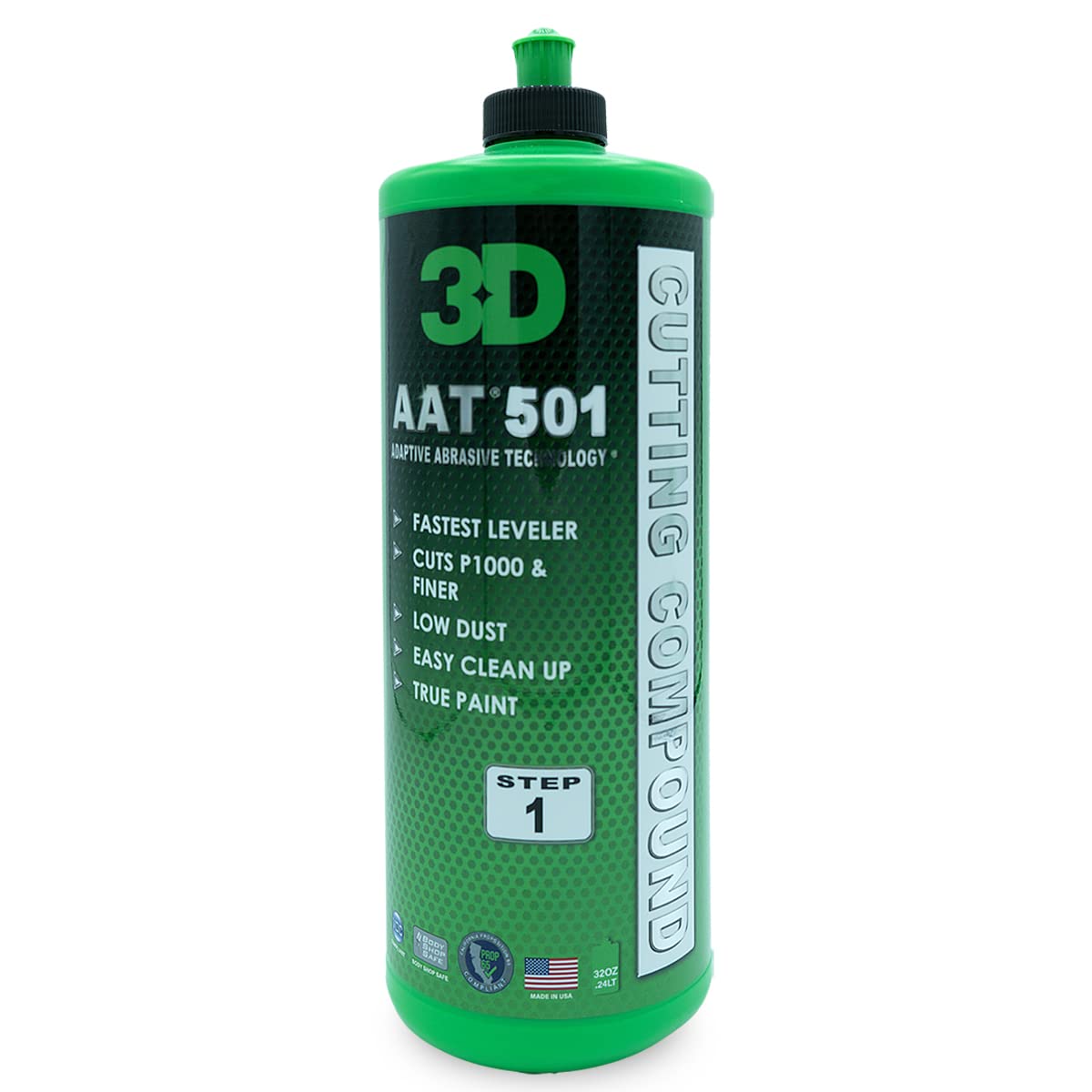 3D AAT 501 Cutting Compound - Pro-Level P1000 Grit Remover | Body Shop Safe, Adaptive Abrasives, Low Dust, High Gloss Finish | P