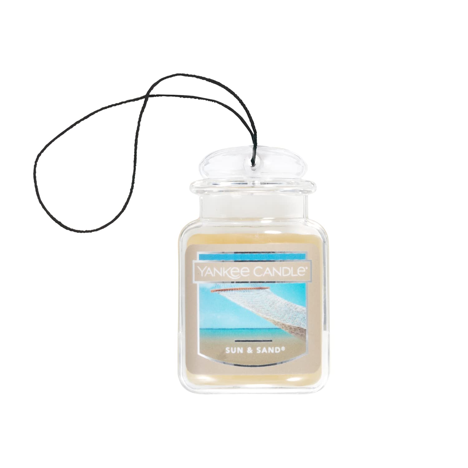 Yankee Candle Car Air Fresheners, Hanging Car Jar Ultimate Sun & Sand Scented, Neutralizes Odors Up To 30 Days,gray