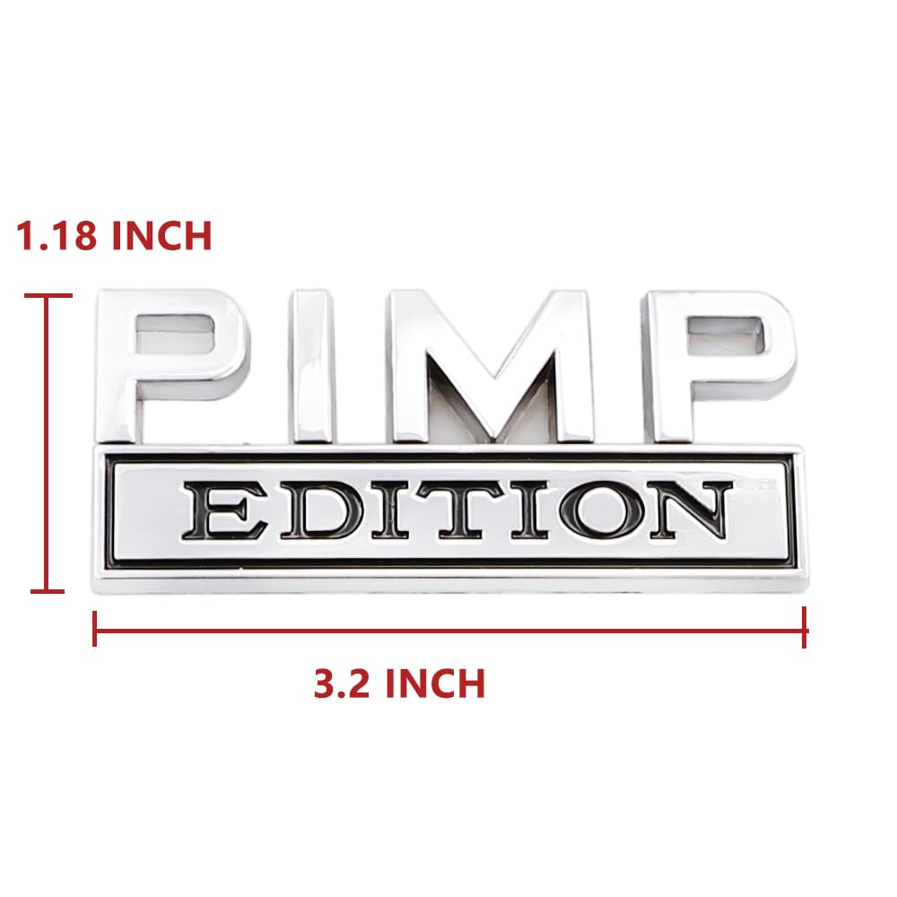 CARRUN Pimp Edition Emblem Badge - Metal 3D Decal Sticker for F150/F250/F350/Silverado/Sierra - 3.1'' x 1.18''