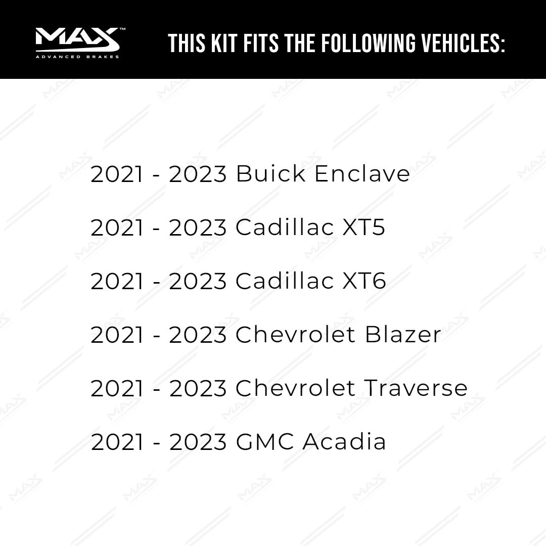 Max Advanced Brakes Rear Brake Kit Compatible With 2021 2022 2023 Chevy Blazer Traverse Compatible With Gmc Acadia Replacement P
