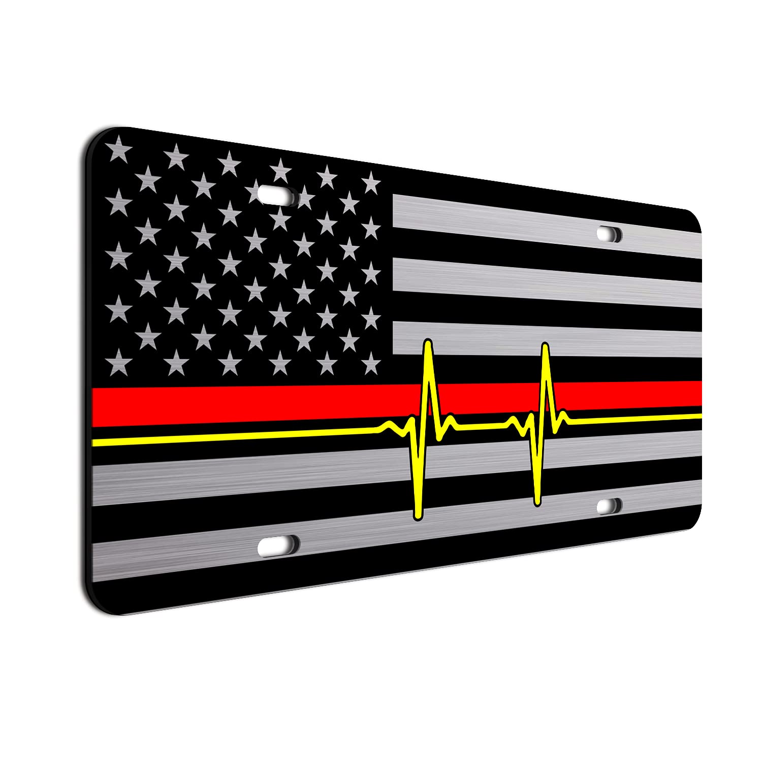 American Flag License Plate Thin Red Line Dispatcher Heartbeat Thick Heavy Duty Usa Made
