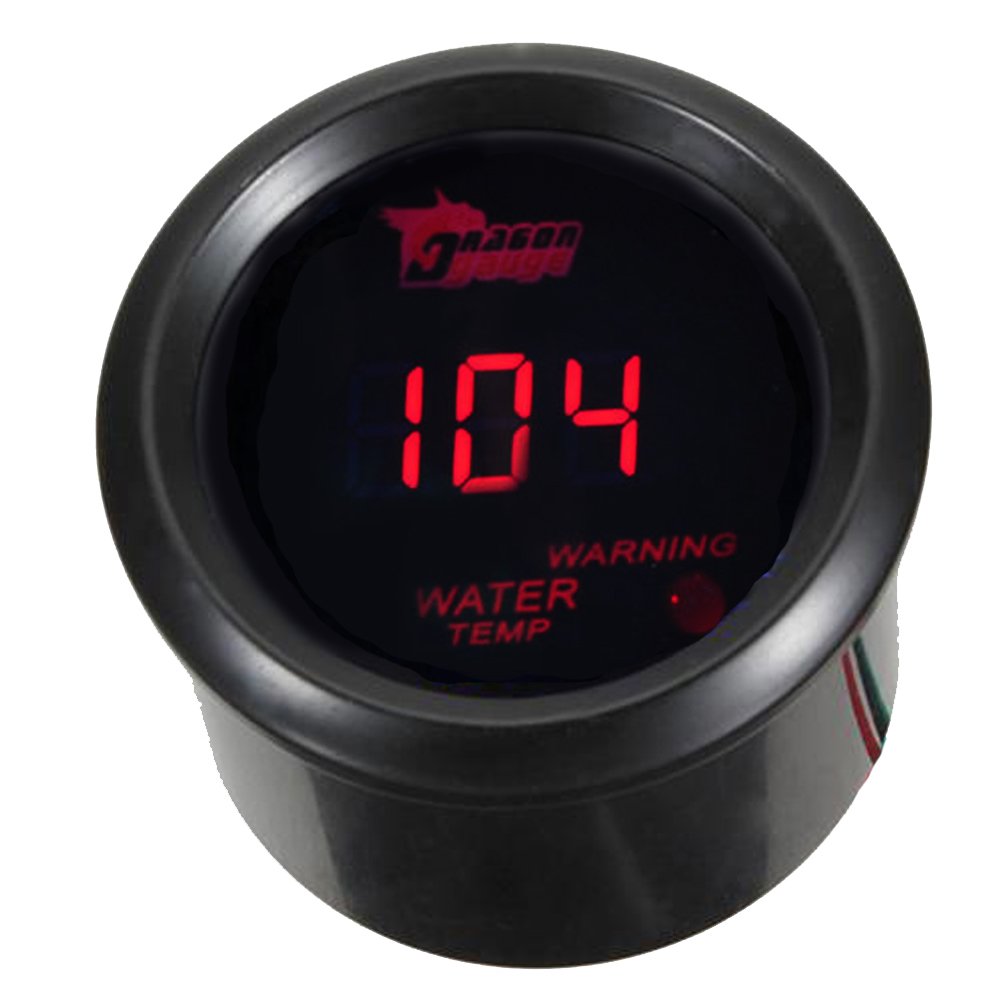 ESUPPORT Car 2 52mm Digital Water Temp Gauge Red LED Fahrenheit F