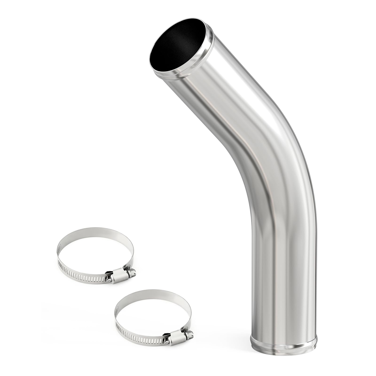 Gasher 1Pcs 45 Degree Elbow Aluminum Alloy Tube 2.5''Od, Leg Length 12'' (300Mm) With Bead Roll, Intercooler Pipe For Intake And