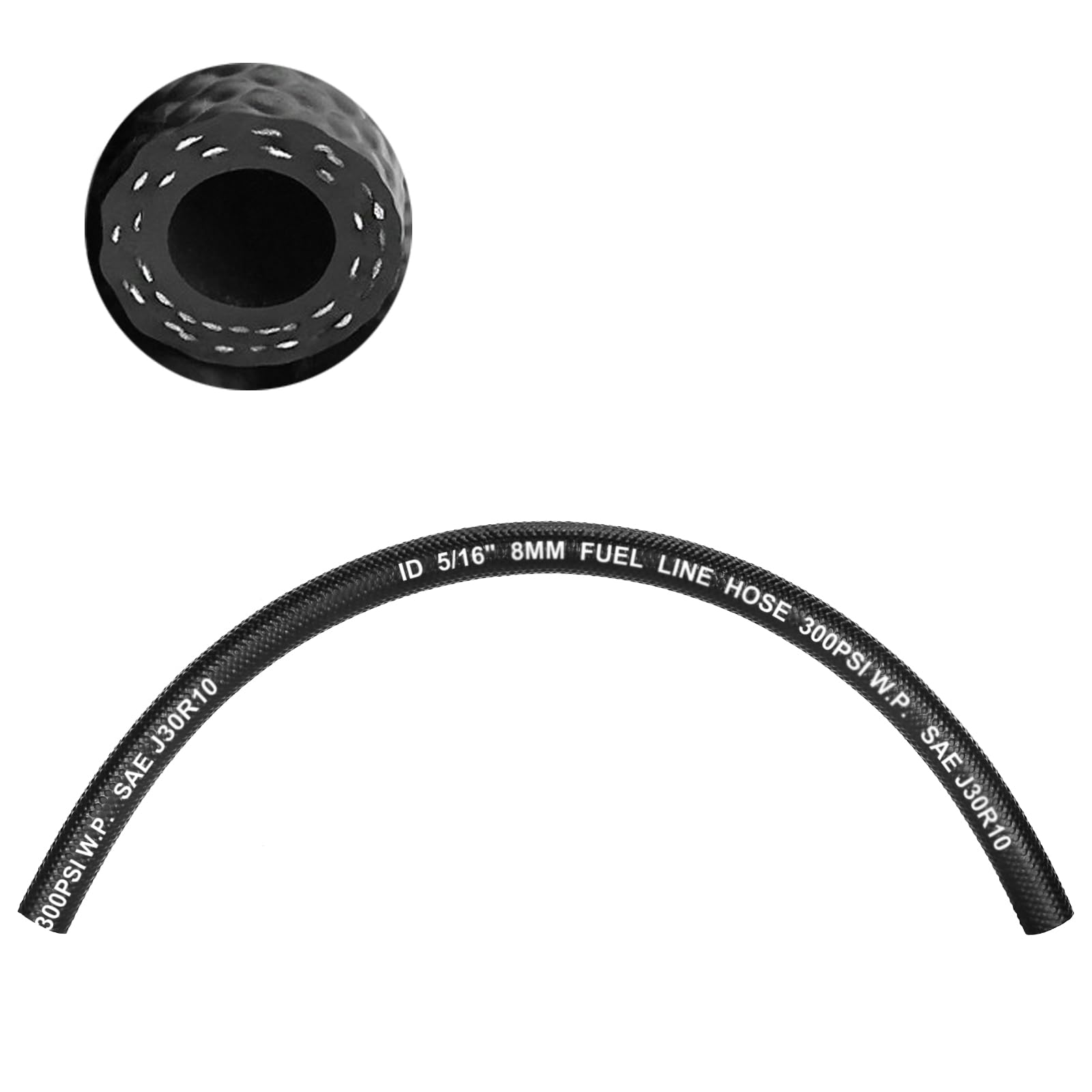 kuosbiu 5/16 Fuel Line Hose, SAE 30R10 1FT 300PSI High Pressure Submersible for Automotive Fuel Systems Engines