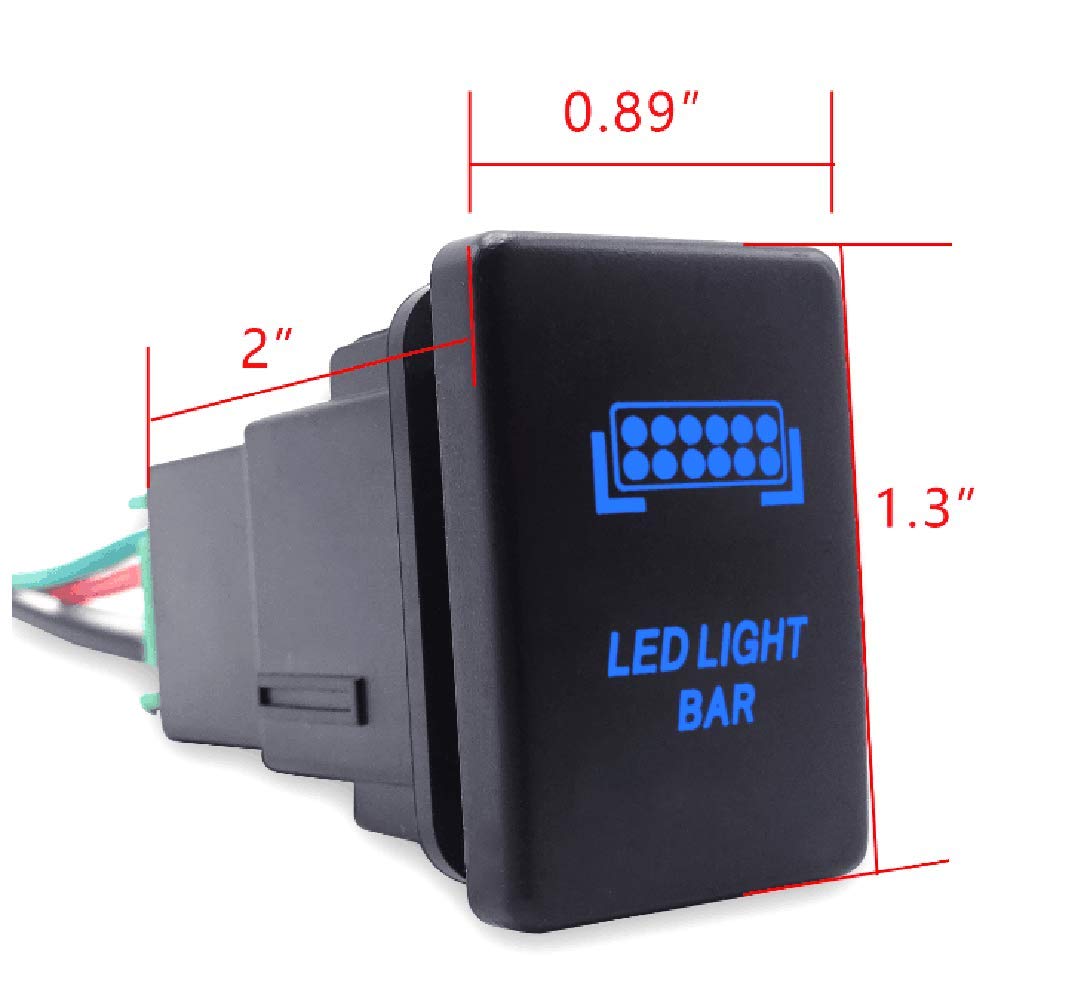 Led Light Bar Push Button Switch With Connector Wire Blue Backlit On/Off Kit Compatible With Toyota Tundra Tacoma 4Runner