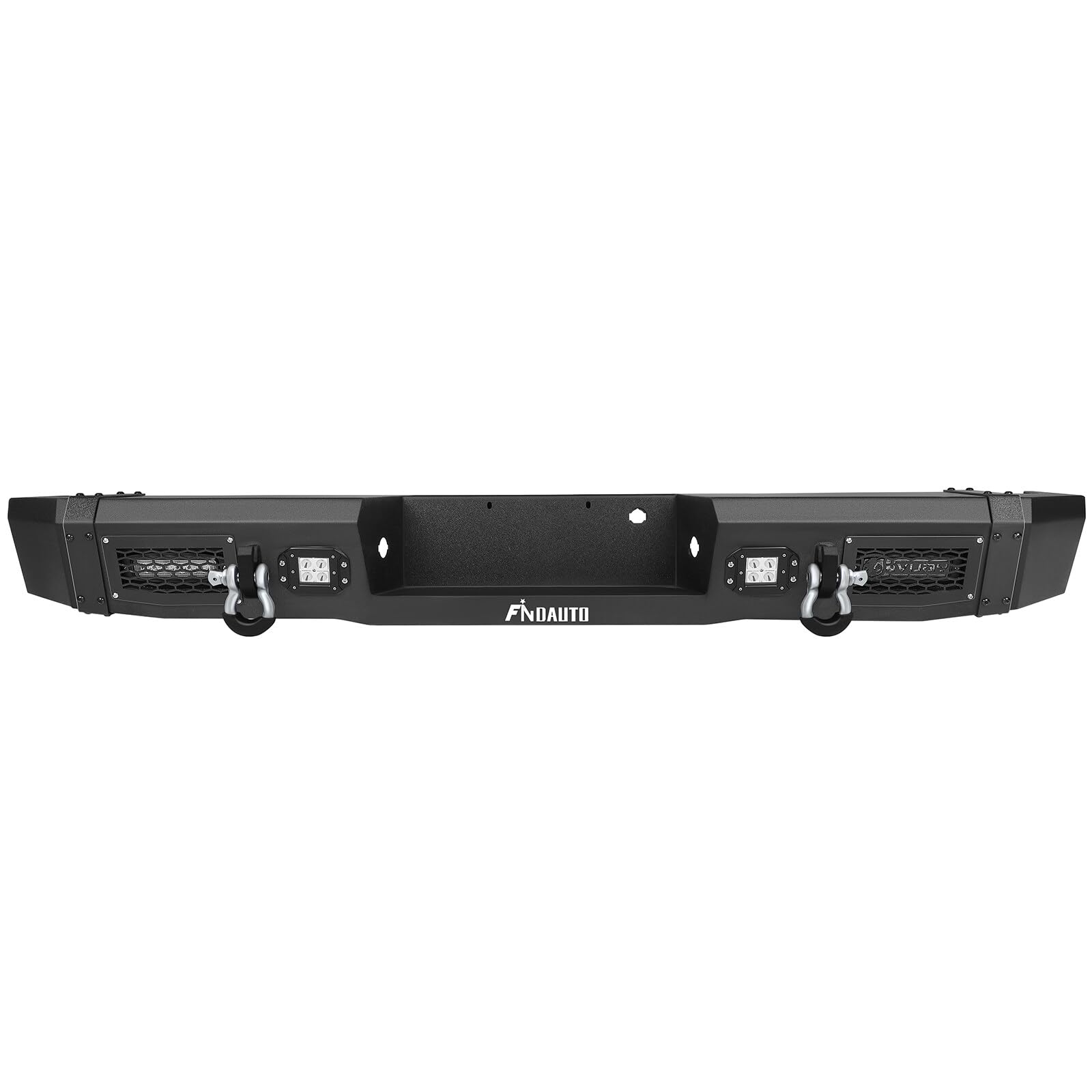 Findauto Rear Bumper Fit For 2010-2014 Ford F-150 With D-Ring And Led Lights Upgraded Textured Black Rock Crawler Bumper