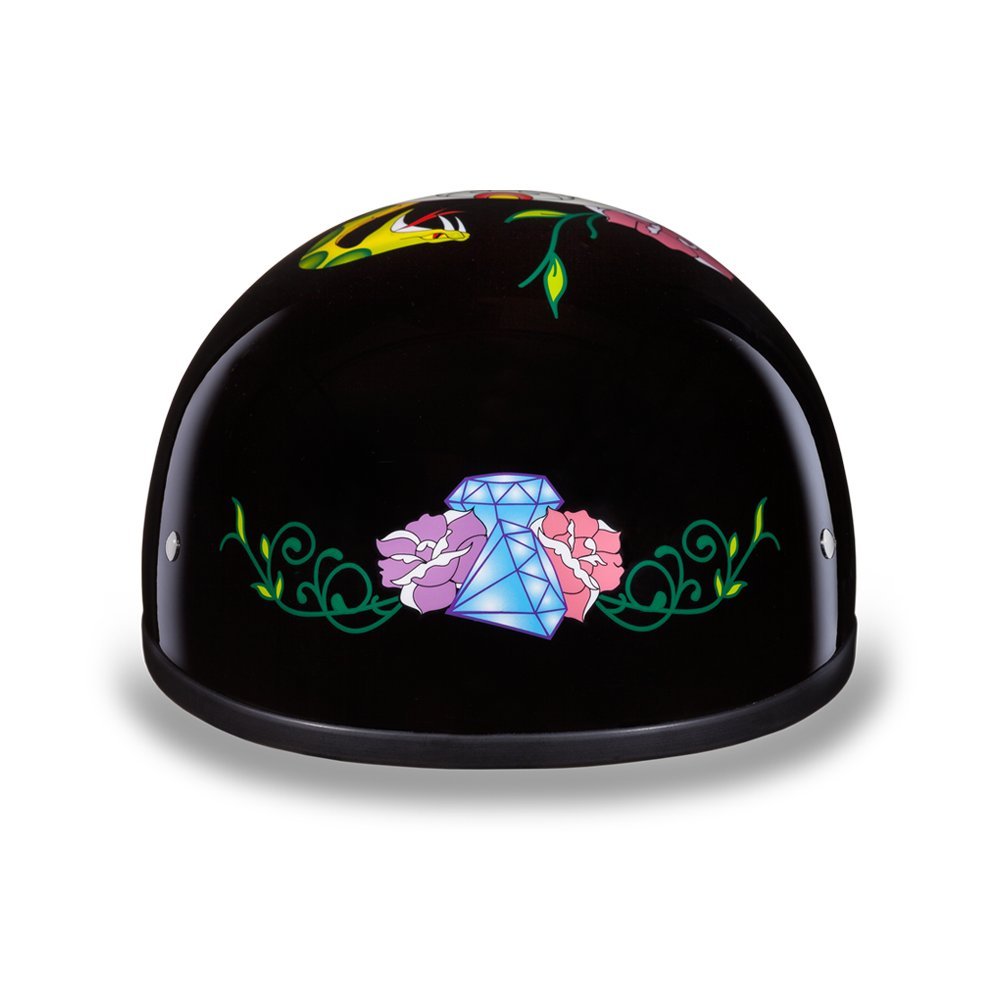 Daytona Helmets Motorcycle Half Helmet Skull Cap- Diamond Skull 100% Dot Approved