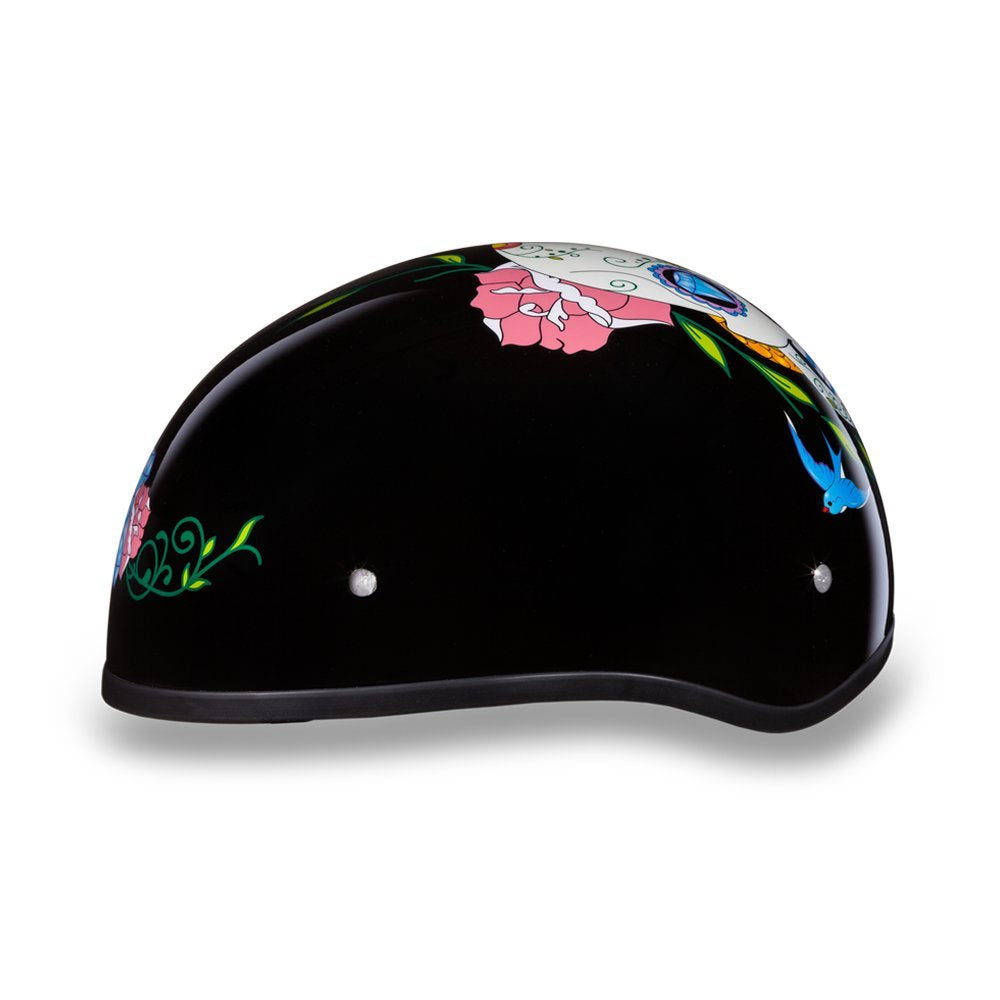Daytona Helmets Motorcycle Half Helmet Skull Cap- Diamond Skull 100% Dot Approved