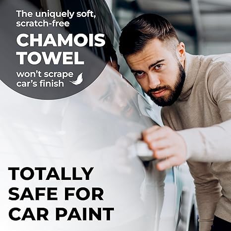 Premium Xl Shammy Towel For Car - 2Pk (34   X25   ) - Super Absorbent Chamois Cloth - Spots & Scratch-Free - Reusable Car Drying