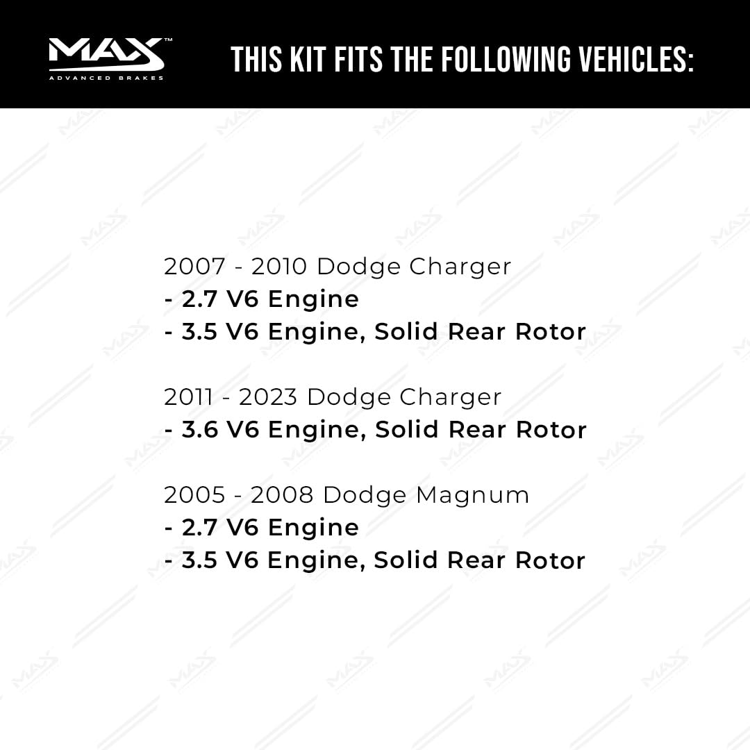 Max Advanced Brakes Rear Brake Kit Compatible With 2006-2023 Dodge Charger Challenger Compatible With Chrysler 300 Replacement D