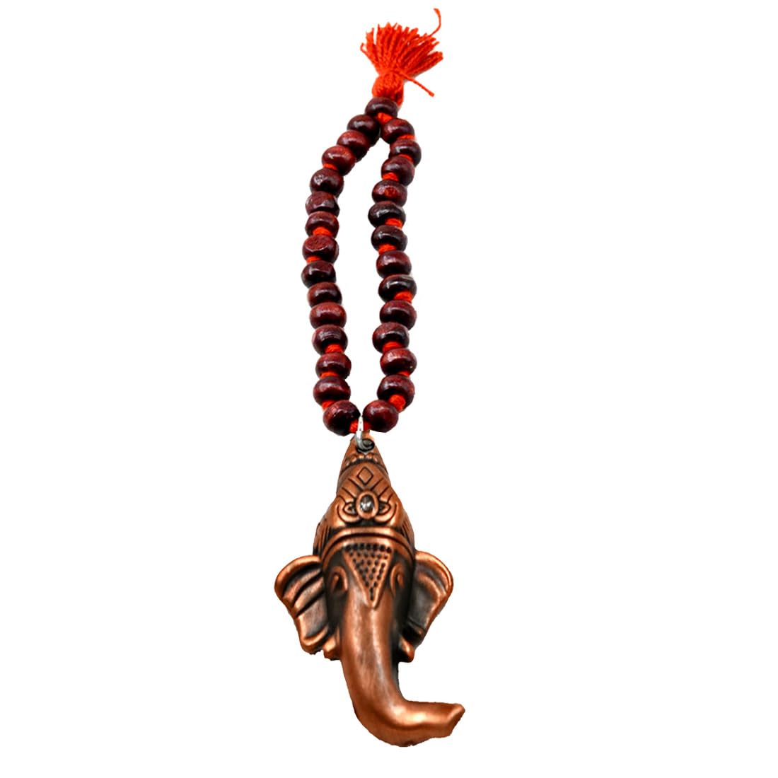 Afh Lord Ganesha Religious Red Mala Car Mirror Charm Decorative Hanging Ornament