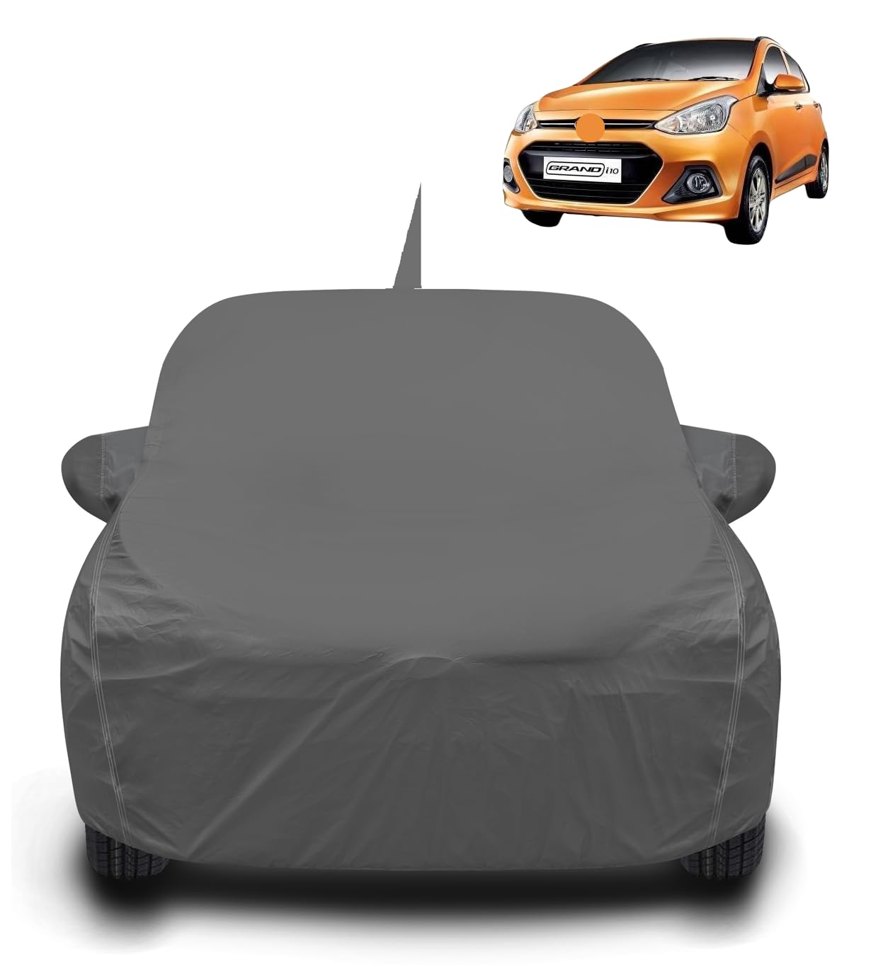 Auto Hub Waterproof Car Cover Compatible with Grand i10 with Antenna & Mirror Pockets, Soft Cotton Lining, Grand i10 Car Cover W