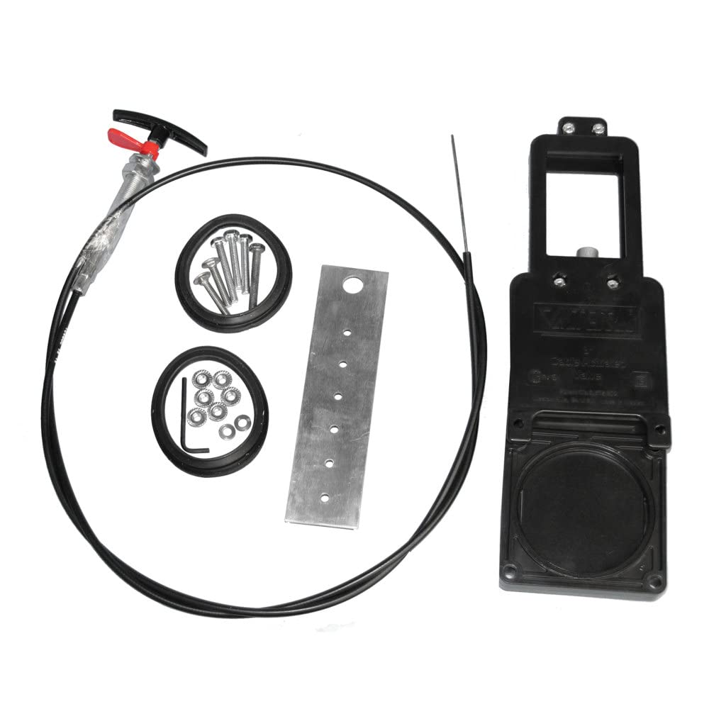 ValterraTC372 Flexible Cable Kit with 3 inch Valve, MessFree Waste Valve for RVs, Campers, Trailers, Black ( universal fit)