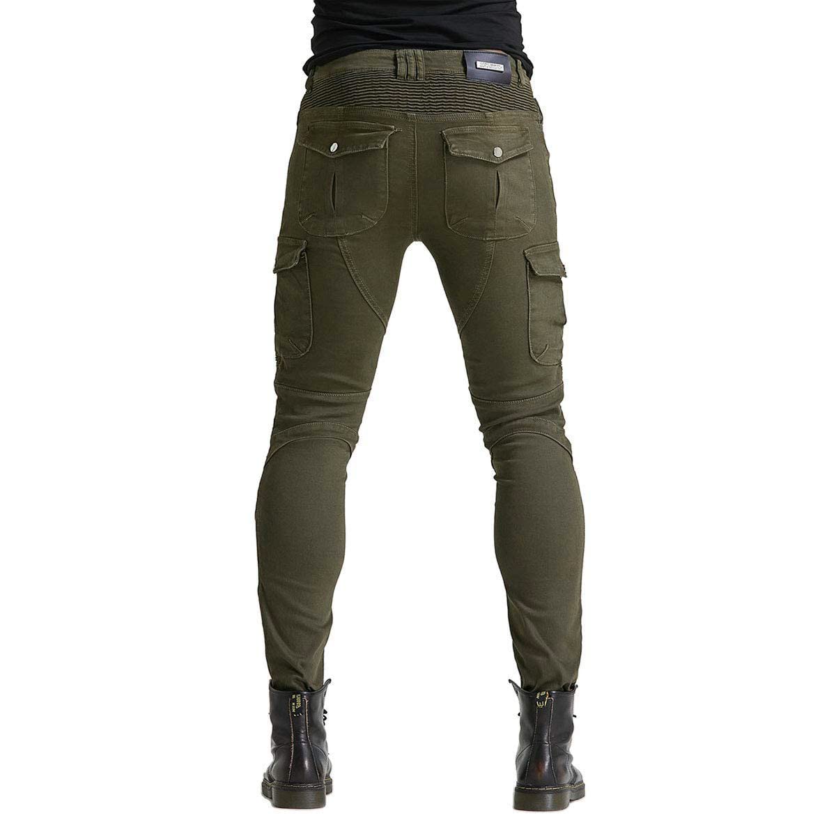 Men'S Motorcycle Riding Pants Denim Jeans Protect Pads Equipment With Knee And Hip Armor Pads Ves6 (Army Green, S=28)