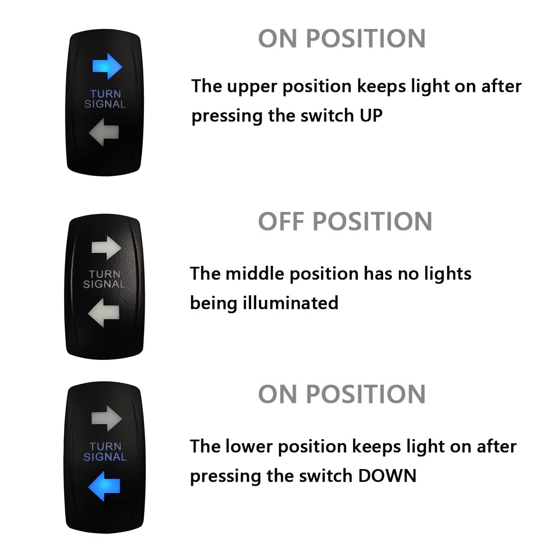 Blue Led 7 PIN Turn Signal Switch with 3 PIN Adjustable Flasher Relay 3 Way ON-Off-ON DPDT Rocker Switch + LED Flasher Blinker f