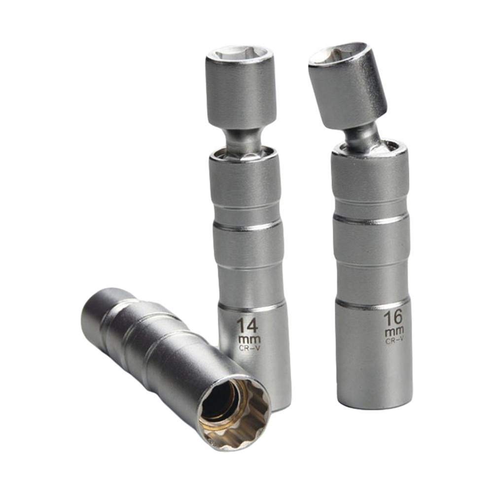 QISF 14MM & 16MM Thin Wall Magnetic Swivel Spark Plug Socket  3/8Inch Drive 12Point Spark Plug Socket Removal Tool  Swivel E
