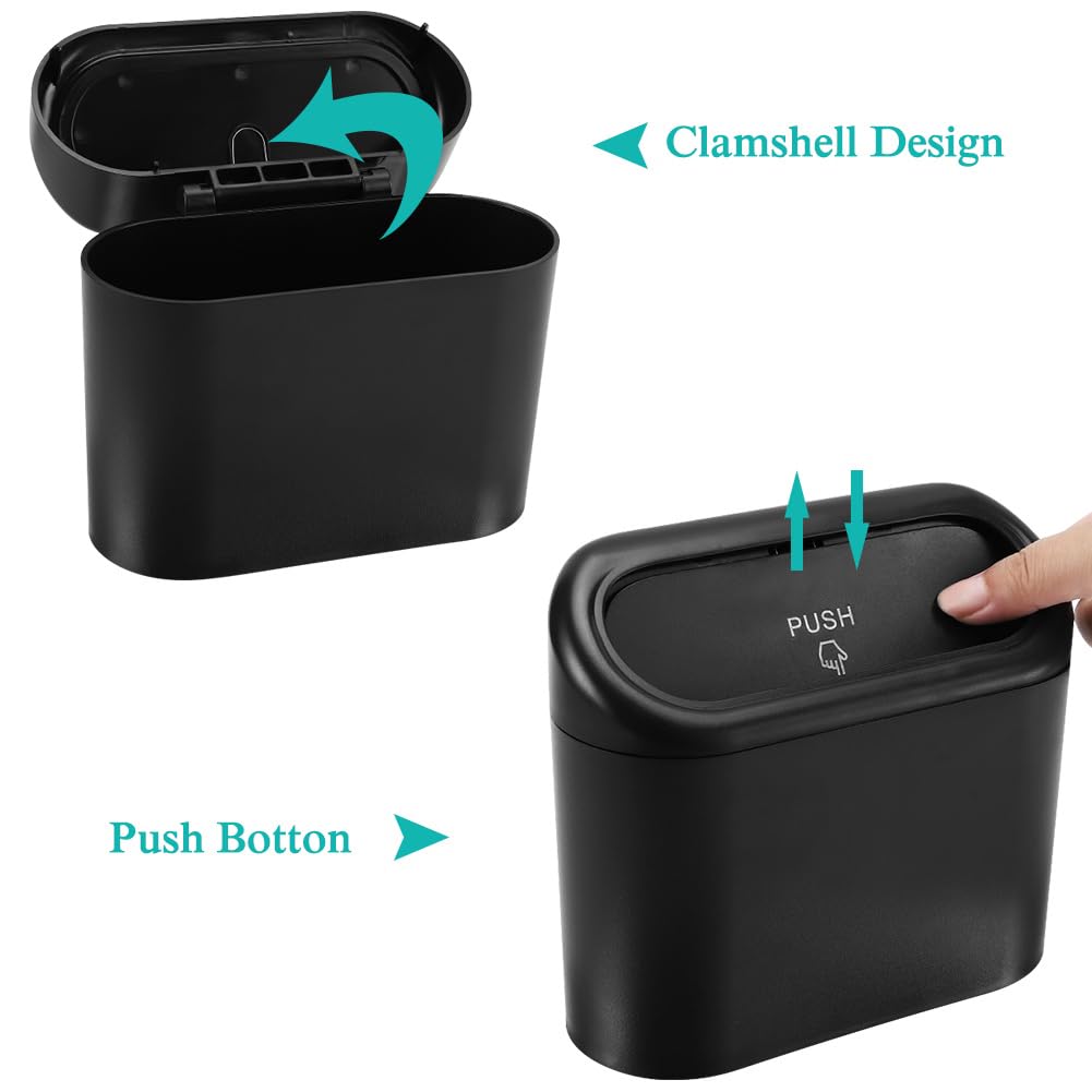 Accmor Car Trash Can With Lid, Leakproof Vehicle Garbage Organizer Holder Bin With 60 Pcs Trash Bags, Mini Auto Dustbin Interior